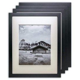 The Display Guys – Square Profile Picture Frame – Square Picture Frame - 11" x 14" Wooden Picture Frame - 4 Pack - Black