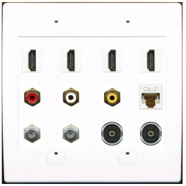 Wallplate City 4 HD 3 x RCA 2 Coaxial 1 Ethernet CAT6 and 2 Toslink Wall Plate