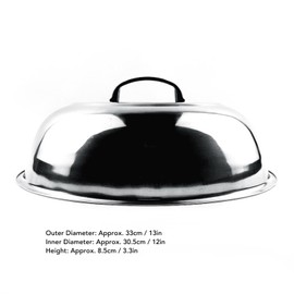 Multifunctional Round Stainless Steel Wok Lid with Handle, Teppanyaki Lid for Roasting, Steaming, Outdoor Grilling (34cm)
