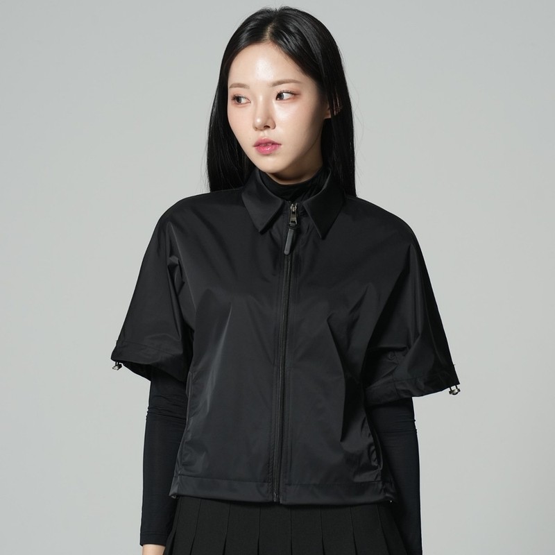 Women's Golf Windbreaker Short Sleeve Zip Up Anorak Golf Wear