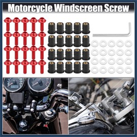 INFINAUTO 20pcs M5 Motorcycle Windscreen Screw Fairing Windscreen Bolt Red Durable Material Stylish Design