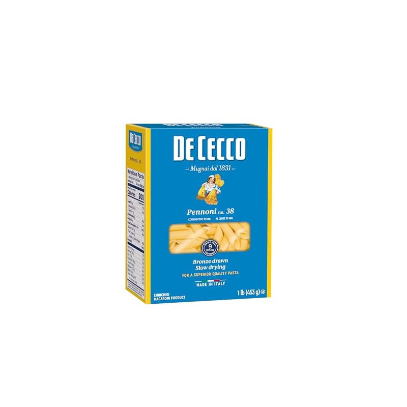 De Cecco Pasta, Pennoni No.38, 1 Pound (Pack of 12)