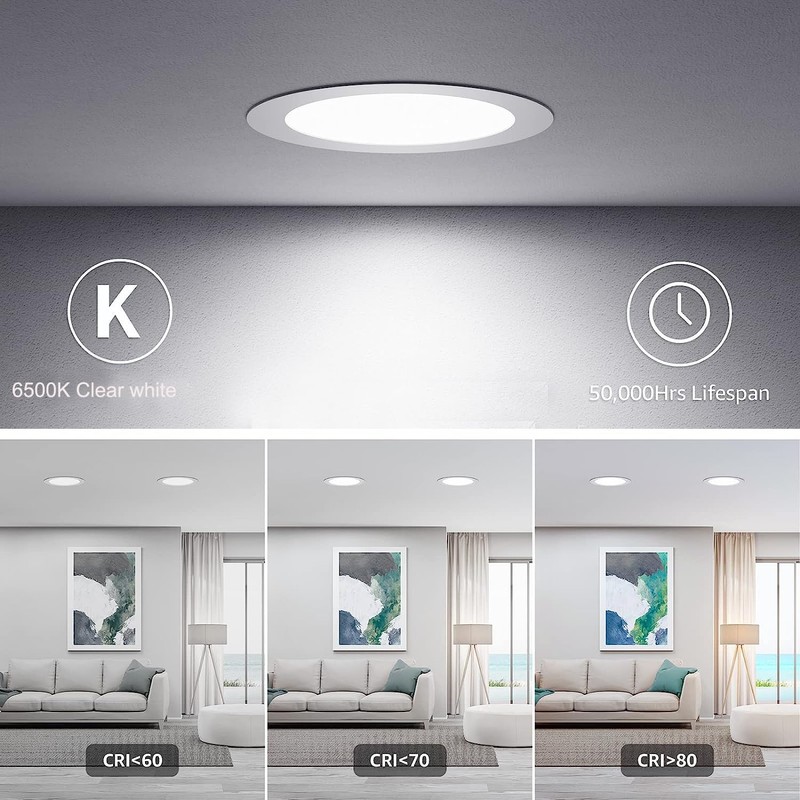 meccein 12-Pack 6 Inch LED Recessed Lights 6500K Daylight Ultra-Thin
