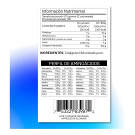 Colágeno Hidrolizado Polvo Puro 1 kg, 100 Porciones de 10 gr, tipo I y III, Sin sabor con tecnología alemana de alta pureza y fácil absorción
