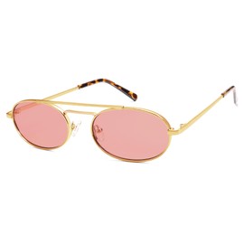HERJOUR Oval Trendy Retro sunglasses Double bridge for women men 90S Narrow Vintage Small Sunnies AR81048