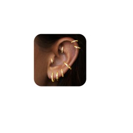 1 Pair Small Gold Huggie Hoop Earrings Set for Women, Hypoallergenic 15K Real Gold Plated Stack Cartilage Earring Sets, Multiple Piercing Lightweight Mini Thin Cute Dainty Trendy Jewelry