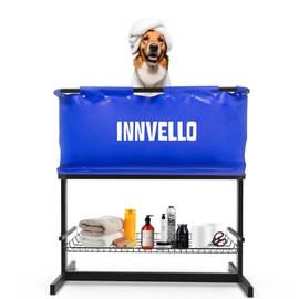 Innvello Dog Bathtub Pet Wash Station for Bathing, Showering, and Grooming - PVC Material Elevated Standing Dog Bath Tub, Suitable for Cats and Dogs, for Indoor and Outdoor Use