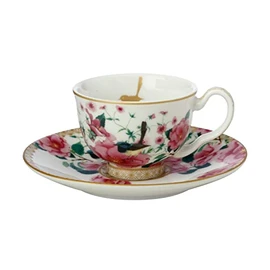 Maxwell & Williams Teas & C's Silk Road Demi Cup & Saucer 85ML Set of 2 White Gift Boxed