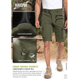 Hiauspor Men's Hiking Cargo Shorts Quick Dry Lightweight Casual Fishing Tactical Golf for Outdoor with 5 Pockets(Green,XX-Large)