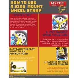 Mytee Products 2" x10' Lasso Ratchet Strap with J Finger Hook Wheel Net Auto Tow Towing Car Hauler Down