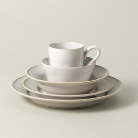 Costa Nova Ceramic Stoneware 5-Piece Place Setting Service for 1 - Beja Collection, White & Cream | Microwave & Dishwasher Safe Dinnerware Set | Food Safe Glazing | Restaurant Quality Tableware