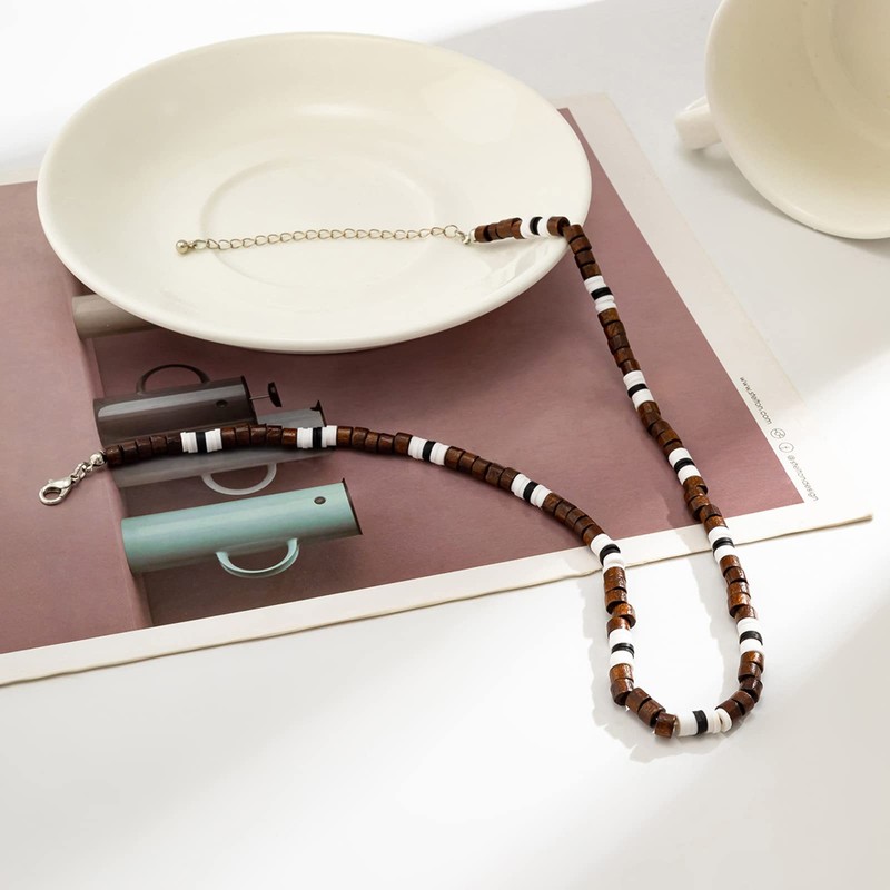 Puka Shell Necklace Men Seashell Necklace Clay Bead Necklace for