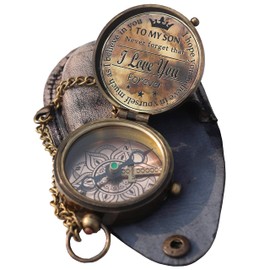 Gift to My Son Engraved Brass Compass with Leather Case - Gift to Son from Mom - Gift for Son from Dad - Birthday Gift for Son - Motivational Gift for Son - Graduation Gift Ideas