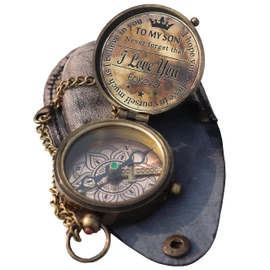 Gift to My Son Engraved Brass Compass with Leather Case - Gift to Son from Mom - Gift for Son from Dad - Birthday Gift for Son - Motivational Gift for Son - Graduation Gift Ideas