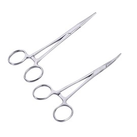 Fishing Hemostat Locking Clamp Forceps Fishing Scissors Curved Tip Fish Hook Remover Animal Anatomy(16cm/6.3in)
