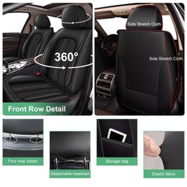 DISUTOGO 2 Front Car Seat Covers Fit for Acura TSX 2009-2014: Waterproof Faux Leather Car Seat Covers Automotive Seat Cushion Protector (2 Seats, Black)