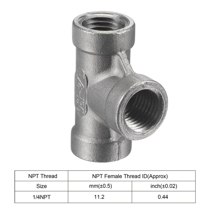sourcing map Pipe Fitting Tee 1/4 NPT Female Thread Hose