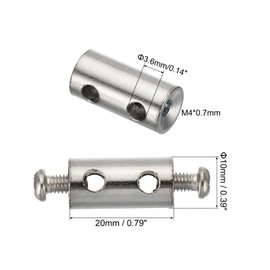 PATIKIL 20 x 10 mm Wire Rope Clips Set of 6 3.6 mm Hole Steel Double Holes Lock Cable Clips Clip with M4 x 0.7 Phillips Screws for Cable Crafts Fittings Silver