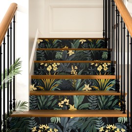 HENNOR Tropical Leaf Wallpaper Peel and Stick Boho Wallpaper 17.5 in x 32.8 ft Waterproof Self Adhesive Vintage Floral Wall Paper Modern Wallpaper for Cabinet Bedroom Bookcase Decor