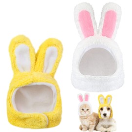Funmo Pack of 2 Pet Rabbit Ear Hat Cat Dog Rabbit Ear Easter Costume for Cats Dog Clothes Cat Costume Funny Headwear Rabbit Ears for Easter Cosplay