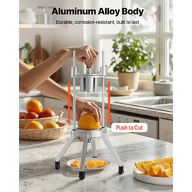VEVOR 4-Section Commercial Easy Wedger Stainless Steel Blade Fruit Lime Slicer, Lemon Cutter for Home Bar Restaurant