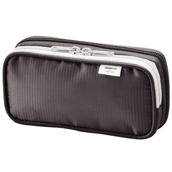 LIHITLAB Double Pen Case, 3.3 x 6.9", Black (A7660-24)