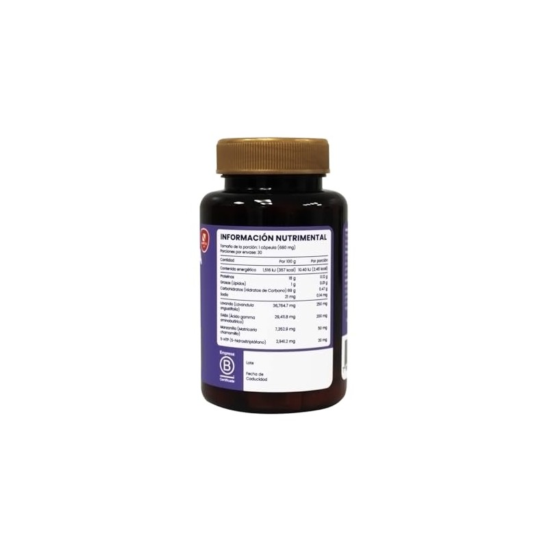 Lavanda + 5-HTP + GABA + Manzanilla 30 Cápsulas, Suplemento