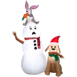 6FT LED Snowman with Bunny and Dog Christmas Inflatable