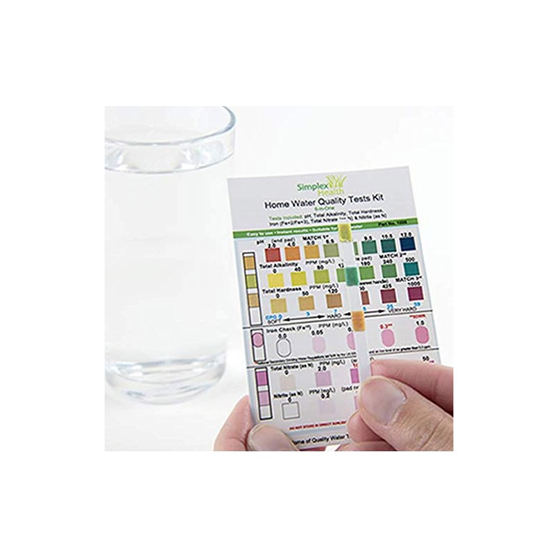 SimplexHealth Drinking Water Test Kit (6-in-One) pH/Total Alkalinity/Total Hardness/Iron/Nitrate/Nitrite