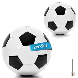Football Size 4 for Children & Youth 6 - 11 Years, 330 g Lightweight, Durable, for Outdoors, Original Black and White, Faux Leather Footballs, Outdoor Toy, Training Ball Children (Black/White, Set of