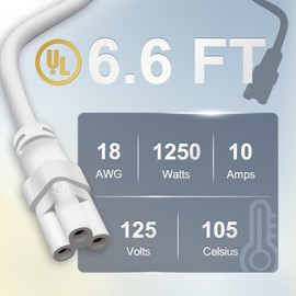 DiCUNO T5 T8 Tube Light Extension Cords 6.6FT, Female to Female Double end 3 Pin LED Tube Connector Cable, Power Extension Wire for LED Integrated Single Fixture, Garage Light, Pack of 4