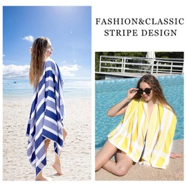 4 Packs Stripe Beach Towel Thin Terry Set for Women Men 60X30 Inch Extra Oversized Large Size Clearance Travel Camping Absorbent Towels Accessories Beach Essentials Blanket Adults Gift Yellow White