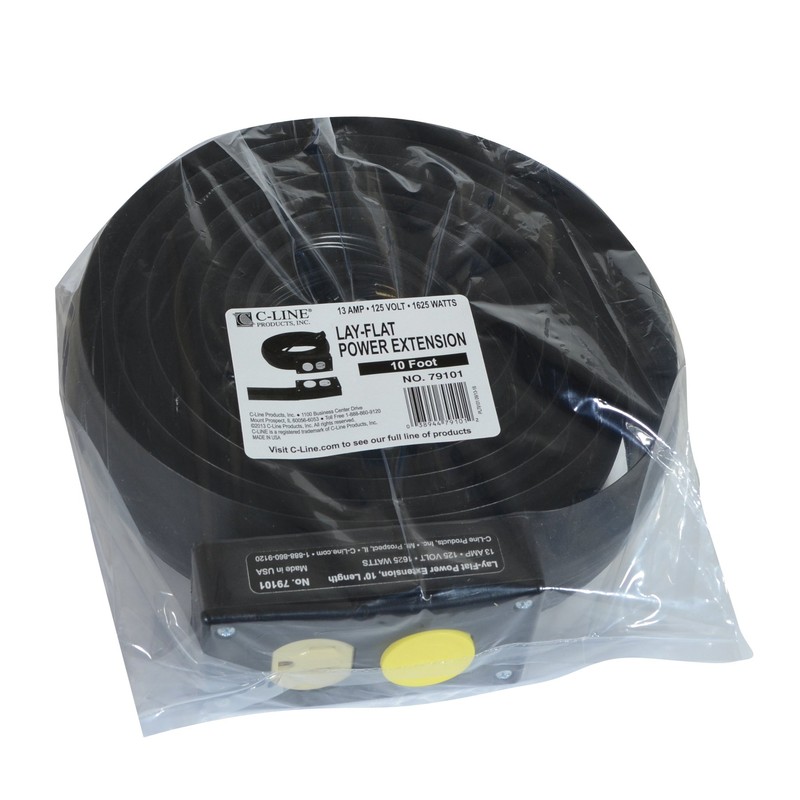 C-Line Lay-Flat Power Extension and Cord Cover, 10 Feet Long