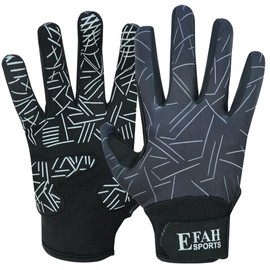 EFAH SPORTS Baseball Batting Gloves for Youth Adult Mens Kids Boys Padded Comfortable Softball Batting Gloves with Super Grip Finger Fit Palms (Grey, Youth Medium)