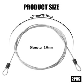 Neyared 2PCS Wire Lightweight Bike Lock Cable, Double Loop Steel Security Lock Chain for Padlocks Scooter Bicycle Suitcase（79inch）