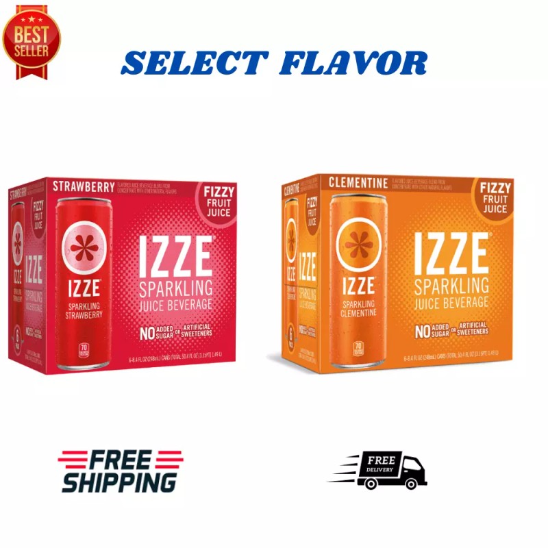IZZE Sparkling Juice Beverage Blend, Mango, No Sugar Added, 8.4