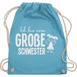 Shirtracer - Gym Bag Backpack - Siblings Brother and - Ich bin eine große Schwester Strichmännchen, 2 Light Blue, Unit size