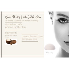 Skinzen, Natural Konjac Facial Sponge for Gentle Daily Face Washing and Exfoliating, Original Recipe, No Additives, Cruelty Free, for All Skin Types, White, 1 Sponge