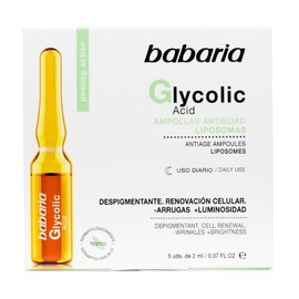 Babaria Ampollas Renovación Celular Ácido Glicólico, Transparente, 5 x 2 ml