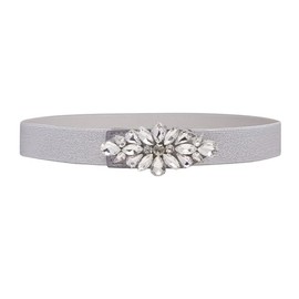YooAi Womens Belts for Dress Fashion Rhinestone Elastic Bow Belt Skinny Waist Belt Silver 74 M