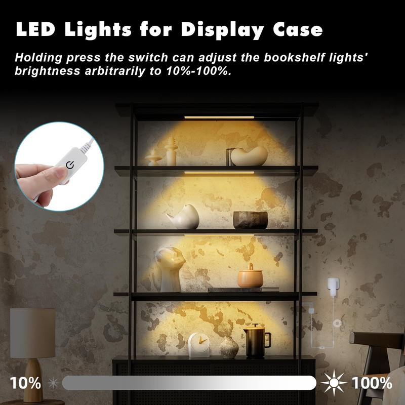 JUSJUBR 4PCS x 12inch Sector Display Cabinet Lights, Dimmable LED