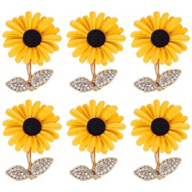 CVDYWDJIE 6 Pcs Sunflower Pins Cute Flower Pins Clothing Accessories Rhinestone Brooches Decorative Brooches