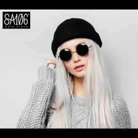 anteojos de sol retro de color reflectante con efecto espejado, con surco de estilo hippie redondo, Completamente negro, Talla unica