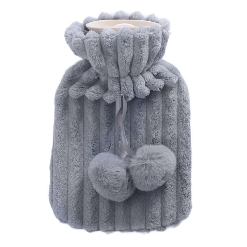 Hot Water Bag PVC Plush Fabric Cover Wide Mouth Design
