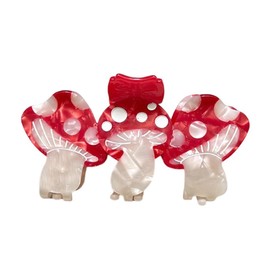 Funny Mushroom Hair Clips,Cellulose Acetate Hair Clips,Big Claw Clips for Girl,Hair Accessories,Red