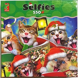 Ceaco - Selfies - Holiday Cats in Hats Selfie - 550 Piece Jigsaw Puzzle