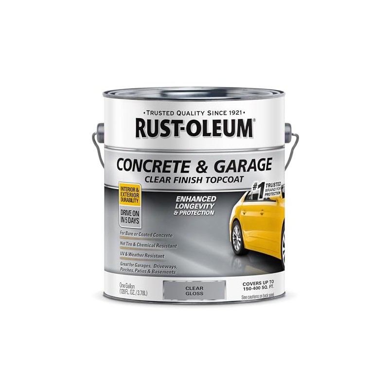 Rust-Oleum 320202 Concrete & Garage Clear Finish Topcoat, Gallon, Gloss