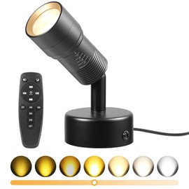 Junview 1Pack Spot Lights Indoor 8° to 60° Zoomable Focus Head Uplighting Indoor with Timer and Remote Stepless Adjustable Color Temperature and Dimmable Accent Up Lights for Plant Artwork Pictures