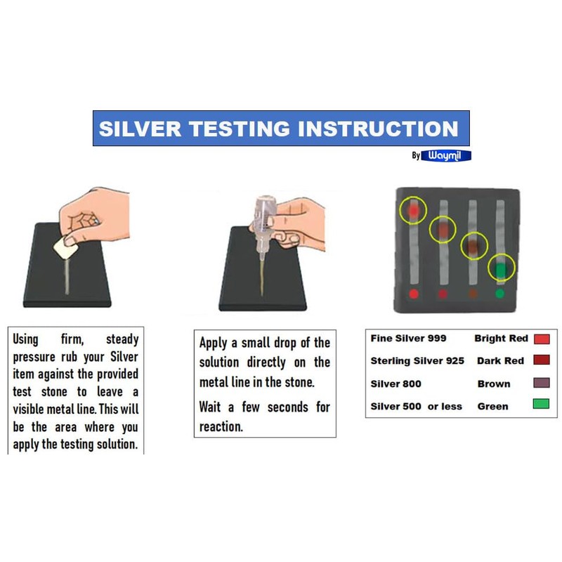 Waytest Silver & Sterling 999 925 Testing Solution Purity Determiner