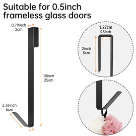 Linone 10 in Shower Door Hooks, Towel Hooks for Bathrooms, Shower Hooks for Towels,Heavy Duty Drilling-Free Extended Over Door Towel Hooks for Frameless Glass Shower Door, 3 Pack